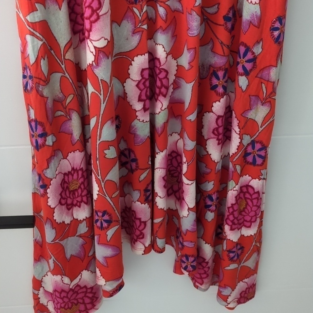 Anthropologie Maeve Cleary floral soft stretchy jersey Asymmetrical dress - Picture 10 of 10